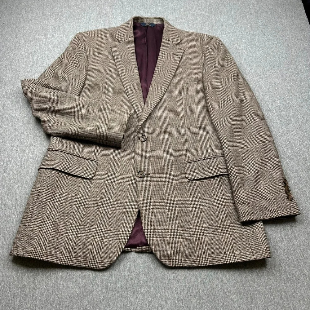 Brooks Brothers 346 Madison Fit Wool Blazer Mens 41R Glen Check Sport Coat